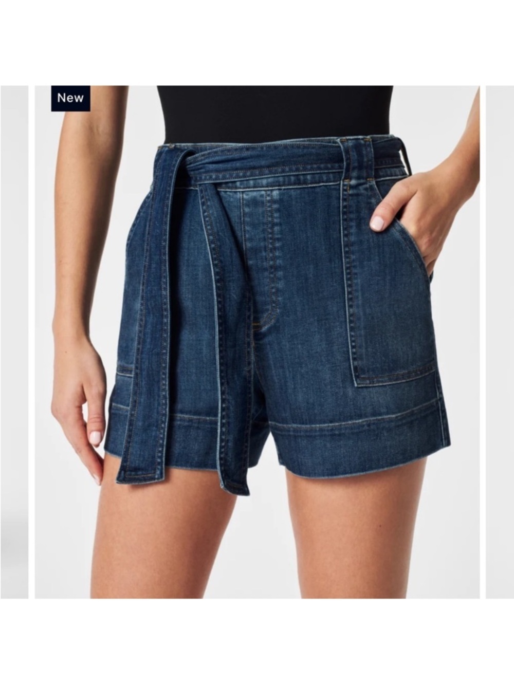 Spanx Tie-Waist Jean Short Twilight Indigo size XL